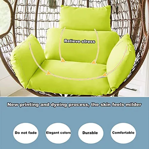 Vista 4 de HUHJYUGE Cojín para silla de columpio, cojín suave para silla colgante de patio con reposacabezas, lavable para colgar huevos colgantes, cojín