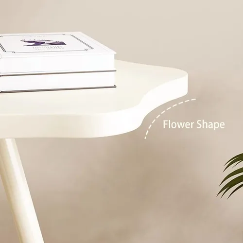 Vista 7 de Gdrasuya10 Mesa auxiliar con forma de flor para sofá, mesa auxiliar de 2 niveles, mesa de sofá blanca, bandeja de sofá, mesa auxiliar linda, mesa