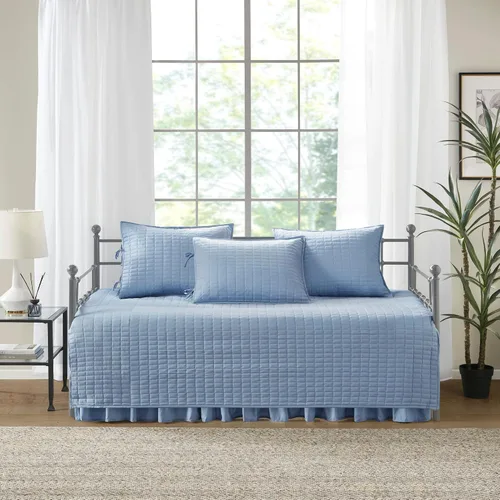 Vista 3 de Comfort Spaces Funda para sofá cama de lujo de doble cara - Acolchado, ropa de cama acogedora para todas las estaciones con falda de cama, fundas a