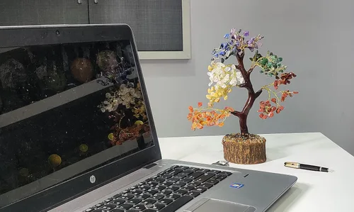 Vista 7 de Árbol de cristal, árbol de 7 piedras de chakras, decoración de cristal para el hogar, fortuna, regalos espirituales para la buena suerte, árboles