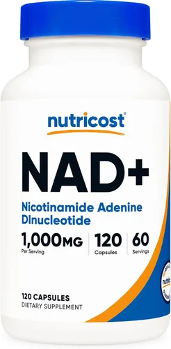 Vista 6 de Nutricost Suplemento NAD+ (1,000 mg) 60 cápsulas - Dinucleótido de nicotinamida y adenina, vegano, sin OMG, sin gluten, 30 porciones