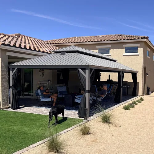 Vista 12 de PURPLE LEAF - Gazebo para exteriores de 10 x 12 pies, con sistema de drenaje