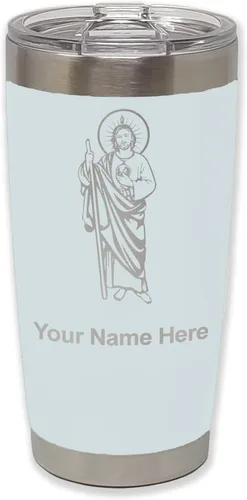Vista 17 de LaserGram Vaso aislado al vacío de 20 onzas, Saint Jude, grabado personalizado incluido (negro)