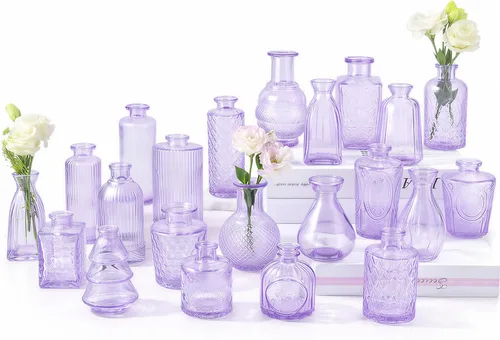 Vista 12 de RUCKAE Juego de 12 jarrones pequeños transparentes para brotes a granel, jarrones de vidrio para mini flores para centros de mesa, decoraciones