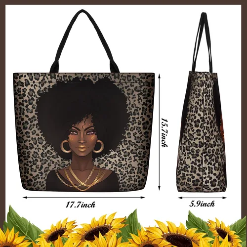 Vista 2 de Silkfly Paquete de 4 bolsas de mano afroamericanas para mujer, bolso de hombro grande, bolso de mano negro para niña, bolso de mano de trabajo