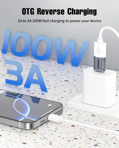 Vista 2 de Paquete de 10 adaptadores USB C a USB, adaptador USB C macho a USB 3.2 hembra OTG, transferencia de datos de 10 Gbps de carga rápida para teléfono