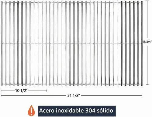Vista 2 de Hongso, rejilla de parrilla SCD453 de repuesto, de acero inoxidable ideal para parrillas Master Centro, Charbroil, Sam's Club, Members Mark