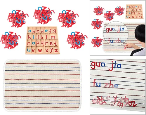 Vista 7 de harayaa 3 Packs Letters Moveable Wooden Alphabet Educational Spelling Mat Preschool Learning Materials Suitable for Kids Home Study, 5 Packs Letters