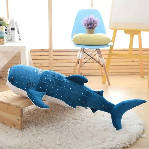 Vista 5 de Peluche de animal de tiburón ballena de peluche, cojín de felpa suave para sofá, cojín de espalda, almohada para abrazar para niños y adultos