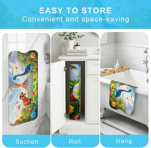 Vista 5 de Tapete de Baño para Bebé Mejorado con Dibujos Animados Antideslizante - 40"x16" Extra Largo Tapete de Bañera para Bebé Ecológico Duradero Tapete
