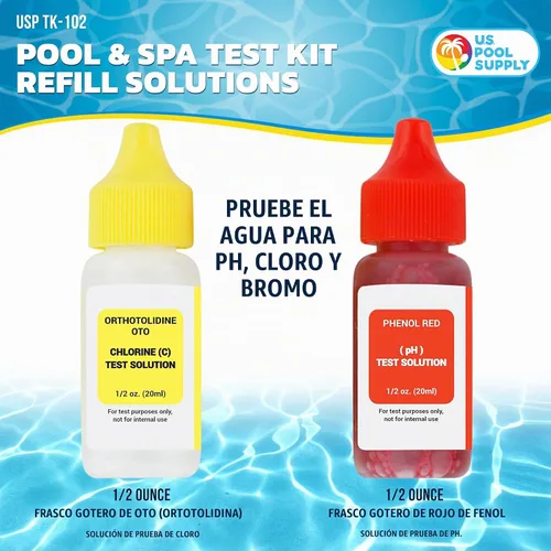 Vista 2 de U.S. Pool Supply - Soluciones de recarga para kit de prueba de piscina y spa, prueba de agua para pH, cloro y bromo