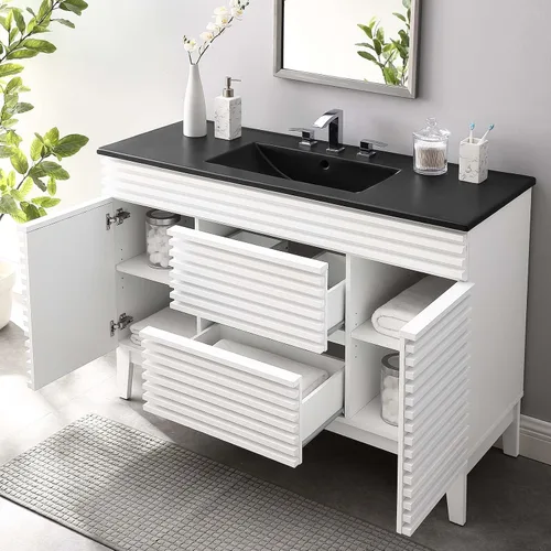 Vista 59 de Modway Render 23.5" tocador de baño en nogal (lavabo no incluido)