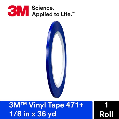 Vista 2 de Cinta de vinilo color índigo 3M 471+ PN2510, empacado de forma conveniente (empaque de 1 unidad), Azul, 1