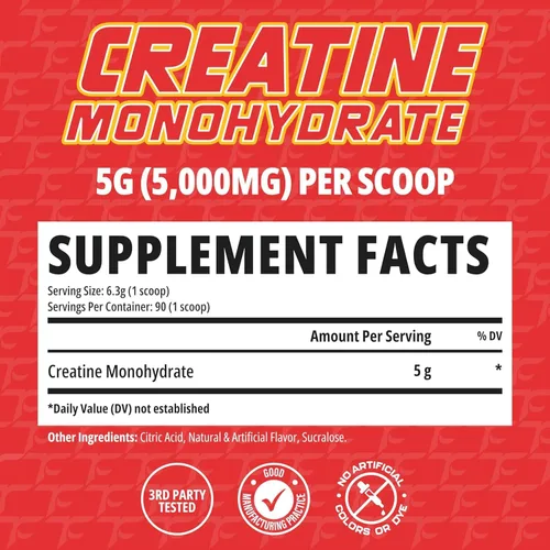 Vista 2 de TC Nutrition Monohidrato de creatina en polvo de 0.18 oz (5 g), creatina pura en polvo para mayor fuerza, crecimiento muscular, mayor resistencia