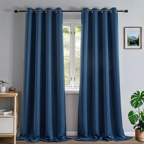 Vista 51 de Cortinas opacas para sala de estar, cortinas 100% opacas de 90 pulgadas de largo, juego de 2 paneles de 2 paneles, con aislamiento térmico, pestaña