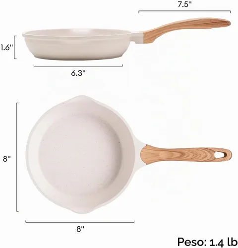 Vista 10 de JEETEE Sartén antiadherente de 8 pulgadas Sartén de huevo pequeña fácil de Beige