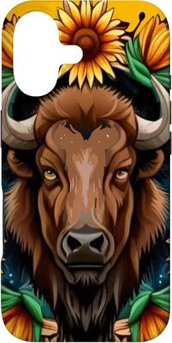 Vista 32 de American Bison with Sunflower Wreath Kansas State Tattoo Art Case for iPhone XR