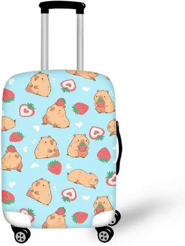 Vista 39 de COEQINE Funda para equipaje de viaje, protector de maleta, funda de equipaje lavable, tamaño S-XL (18-32 pulgadas), Blue Capy Bara Swim, L