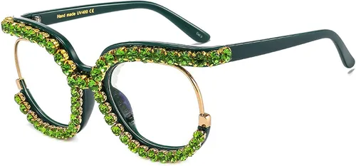 Vista 9 de Gafas de lectura con diamantes de imitación vintage estilo punk cuadrado de gran tamaño con marco de metal Negro