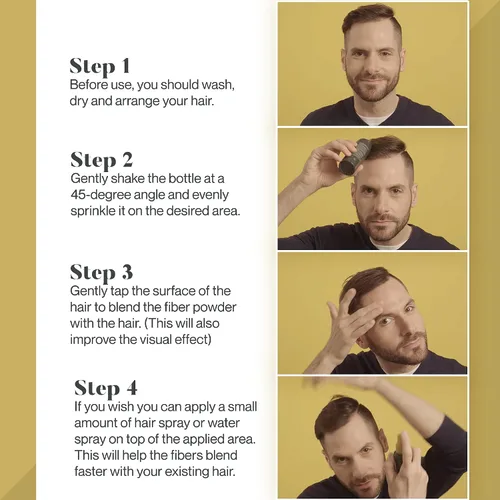 Vista 2 de Alfy Kit de iniciación – Fibras capilares para adelgazar el cabello – Fibras de queratina de primera calidad para hombres y mujeres – Fibras Marrón