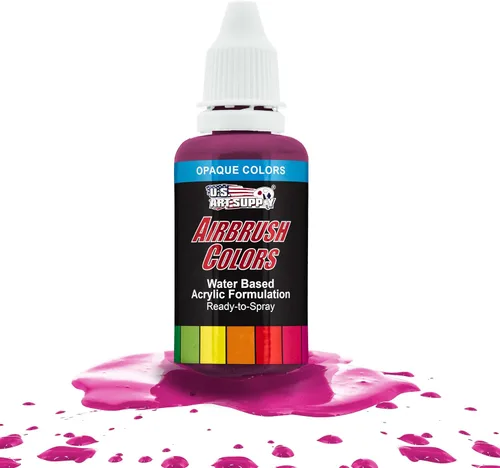 Vista 21 de U.S. Art Supply Pintura acrílica opaca para aerógrafo color azul aguamarina, botella de 1 onza, colores a base de agua no tóxicos de grado