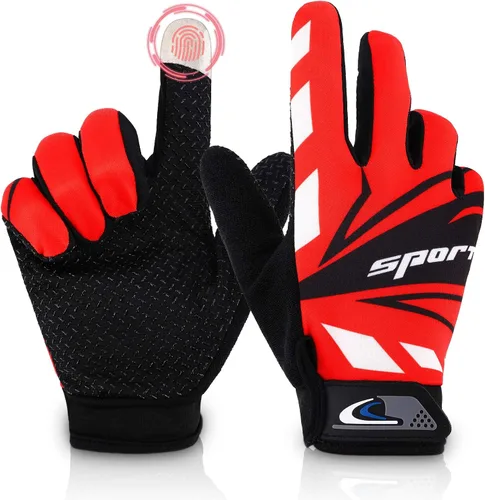 Vista 9 de Accmor Guantes para Pantalla Táctil para Ciclismo - Tamaño Grande para Niños, Deporte para Hombres, Mujeres, Adolescentes, Pesca, Respirables