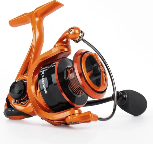 Vista 10 de KastKing Carrete de pesca giratorio Lethal Blaze, arrastre máximo de 17.6 libras, relación de engranaje 5.2:1, carrete giratorio ultra suave de agua