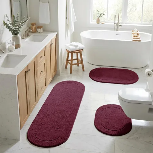 Vista 57 de Superior Cotton Washable Bath Rug, Non Slip Runner, 1 Piece Set, Black Absorbent Combed Cotton Bath Rug Runner or Rug Set, Bathroom Vanity or