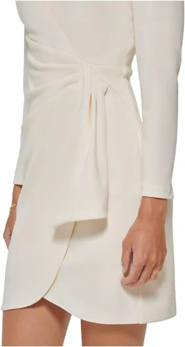 Vista 3 de DKNY Vestido fruncido lateral de manga larga con cuello en V para mujer