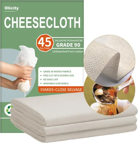 Vista 12 de Olicity - Paños de muselina para queso de grado 90, 27 pies cuadrados, paño de queso reutilizable con bordes cerrados de algodón sin blanquear
