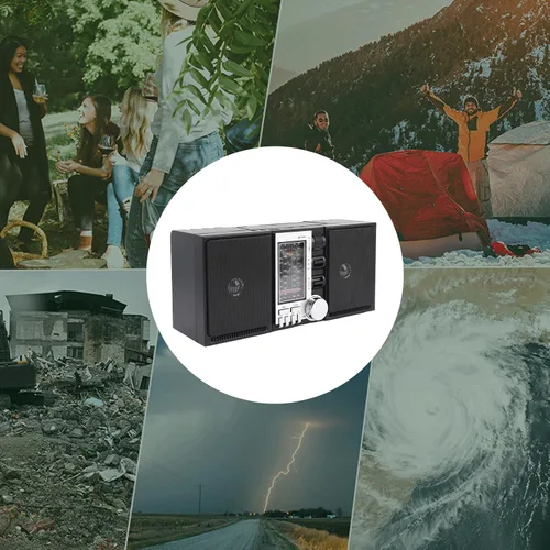 Vista 6 de PUSOKEI Radio AM FM SW, radio portátil de onda corta con altavoces duales de 5 W, reproducción de tarjeta SD USB, radio recargable para uso