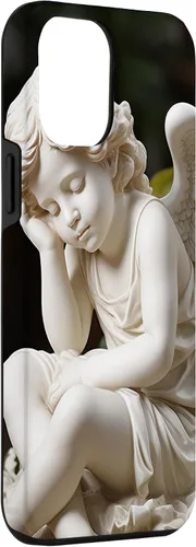 Vista 3 de Funda para iPhone 12 Pro Max con diseño de ángel durmiente para jardín, estatua de querubín