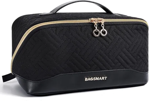 Vista 22 de BAGSMART Bolsa de Maquillaje de Viaje para Mujeres, Estuche Cosmético Portátil Resistente al Agua, Organizador de Maquillaje Acolchado Abultado