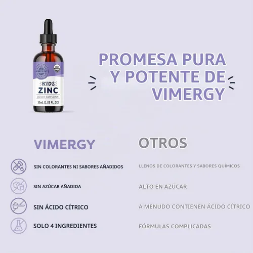 Vista 5 de VIMERGY Suplemento líquido de zinc para niños, orgánico sin OMG, 1.9 fl oz