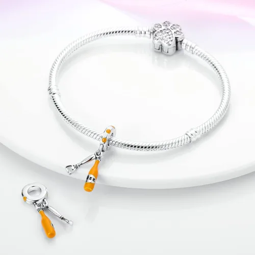 Vista 2 de Hapour Dijes de plata de ley 925 para pulseras de dijes, collar, joyería europea, dije, abalorios, abalorios, regalo de cumpleaños para mujeres