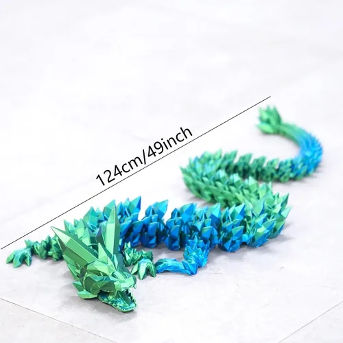 Vista 9 de Juguetes para ansiedad de dragón de cristal con estampado 3D súper grande de 48.82 pulgadas, figuras de animales extra largas y grandes, decoración