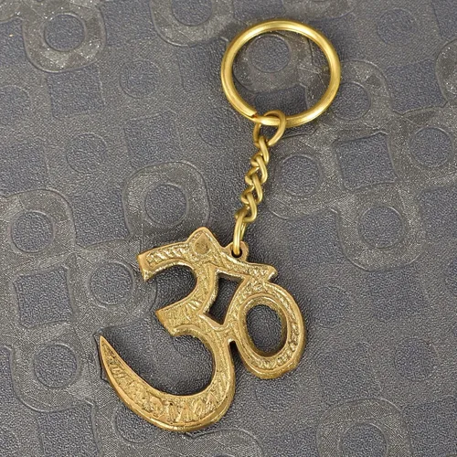 Vista 2 de OM Llavero de latón llavero de regalo espiritual Aum llavero para coche bicicleta hogar cerradura equipaje armario llavero