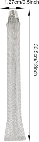 Vista 2 de Tubo de malla de acero inoxidable de 12" (30.48 cm) con acople de 1/2" (1.27 cm)