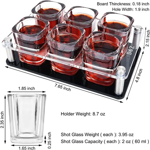 Vista 5 de D&Z Juego de vasos de chupito con bandeja de chupito, vasos de chupito de 2 onzas divertidos para whisky/vodka/cóctel, regalo de 21 cumpleaños