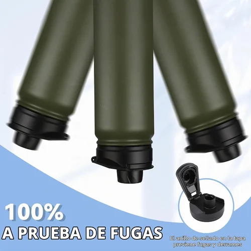 Vista 6 de HASLE OUTFITTERS Botella de agua aislada de 22 onzas, botella de agua de acero inoxidable de doble pared de boca ancha con tapa de popote y tapa