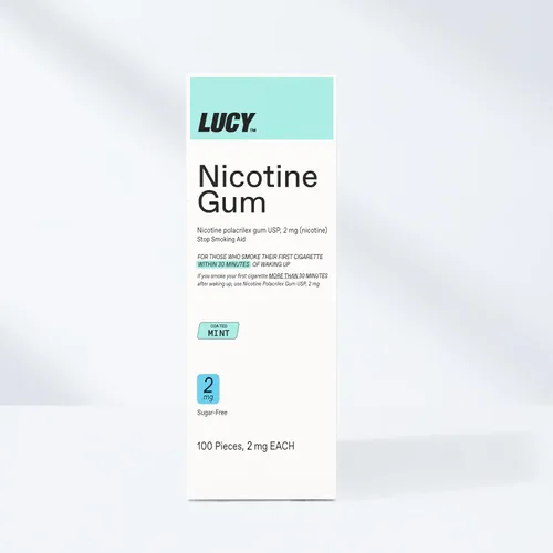 Vista 7 de LUCY NRT - Goma de mascar de nicotina, ayuda para dejar de fumar, sabor a menta, 2 mg 100
