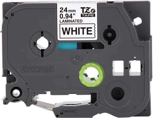 Vista 2 de Brother P-Touch TZe251, Laminated, ~1 in x 26.2 ft (24mm x 8m), Black on White Label Tape Negro sobre blanco