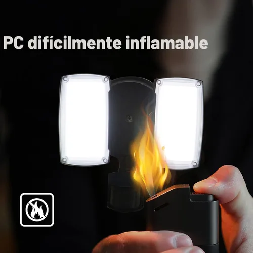 Vista 7 de UME - Luz LED de 19 W con sensor de movimiento para inundación al aire libre, 2 cabezales ajustables, 2000 lm, 5000 K, impermeable IP65, luz de Negro