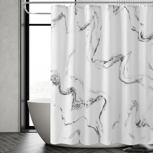 Vista 16 de Gibelle Cortina de ducha pequeña de 36 x 72 pulgadas, diseño de mármol medio abstracto estrecho para baño, juego de cortina de ducha moderna de tela
