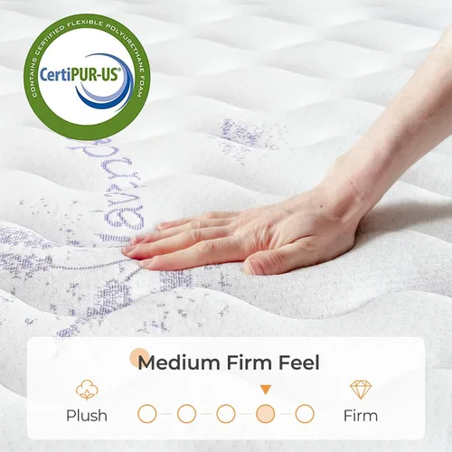 Vista 5 de Vesgantti Tight Top Series - Colchón híbrido de resortes interiores Full de 10 pulgadas/Cama en una caja, sensación de felpa firme media, espuma