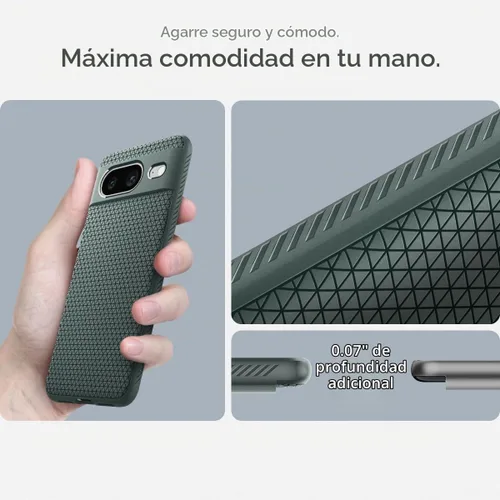 Vista 5 de Spigen Funda para Pixel 8, Liquid Air (2023) [Sin Anillo Magnético] [Protección de Grado Militar] - Abyss Green Agarre antideslizante, protección