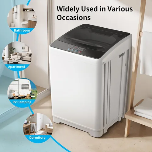 Vista 8 de TABU Lavadora portátil de 18 libras, lavadora completamente automática de 2.4 pies cúbicos con bomba de drenaje, lavadora y secadora automática