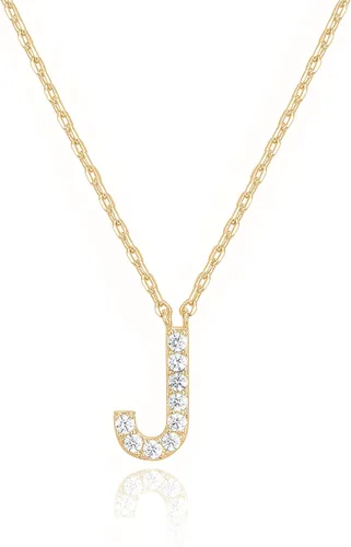 Vista 7 de PAVOI 14K White Gold Plated Cubic Zirconia Initial Necklace Letter Dainty Necklaces for Women