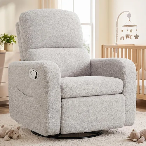Vista 20 de Mecedora giratoria mecedora eléctrica, silla reclinable para cuarto Gris