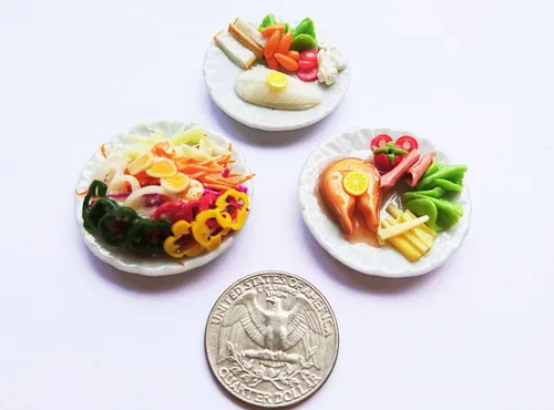 Vista 3 de 3 alimentos dietéticos en miniatura para casa de muñecas Comida pequeña comida muñecas coleccionables, comida para muñecas, kits de casa de muñecas